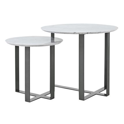 Mesa Lateral Halston - com tampo de Mármore Branco Carrara