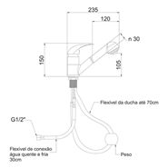 Monocomando Cozinha Balcão com Ducha 7003 C71