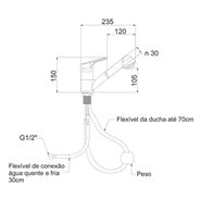 Monocomando Cozinha com Ducha 7003 C70